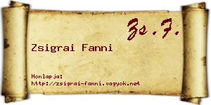 Zsigrai Fanni névjegykártya